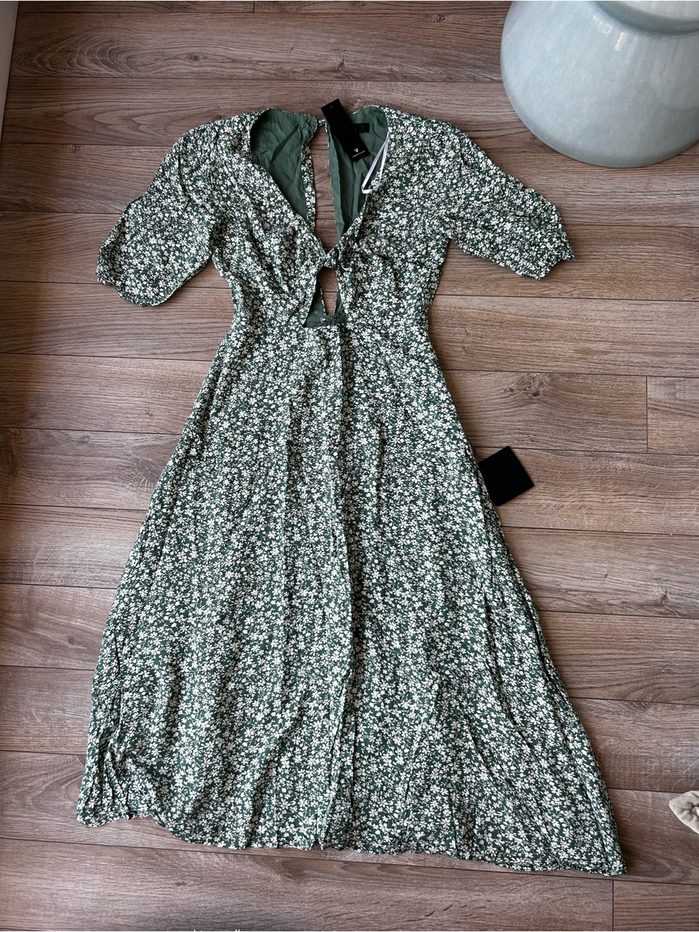 Lulu's Green Floral Tie-Front Maxi Dress